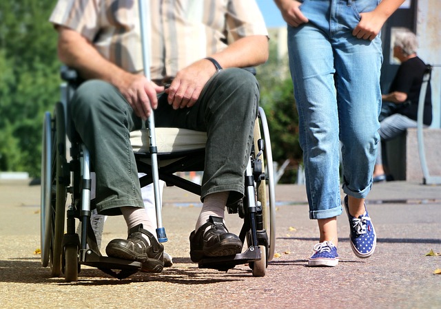 resident in wheelchair outside