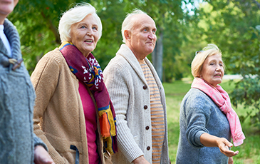 residents on a walk