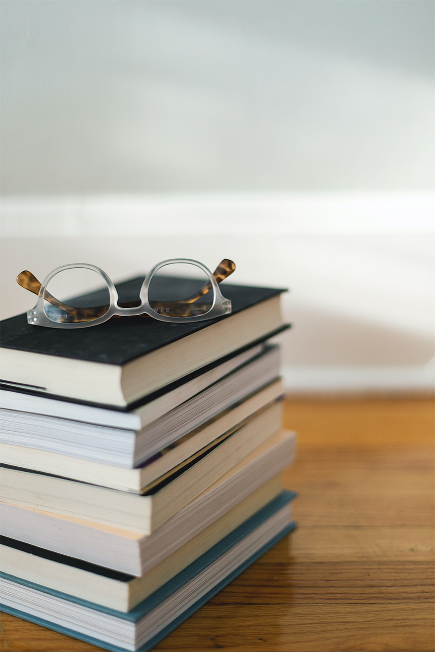 books with glasses